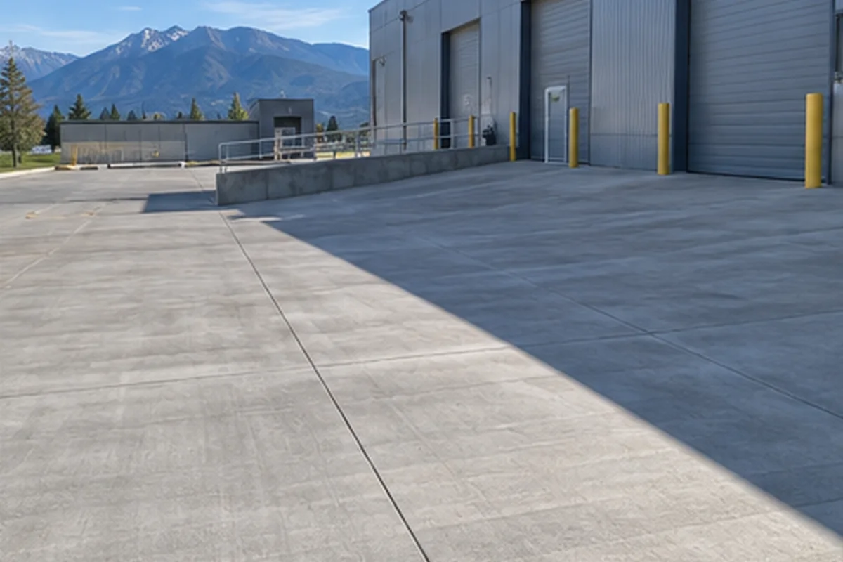 Commercial Concrete Flatwork active worksite overview in Chilliwack, British Columbia