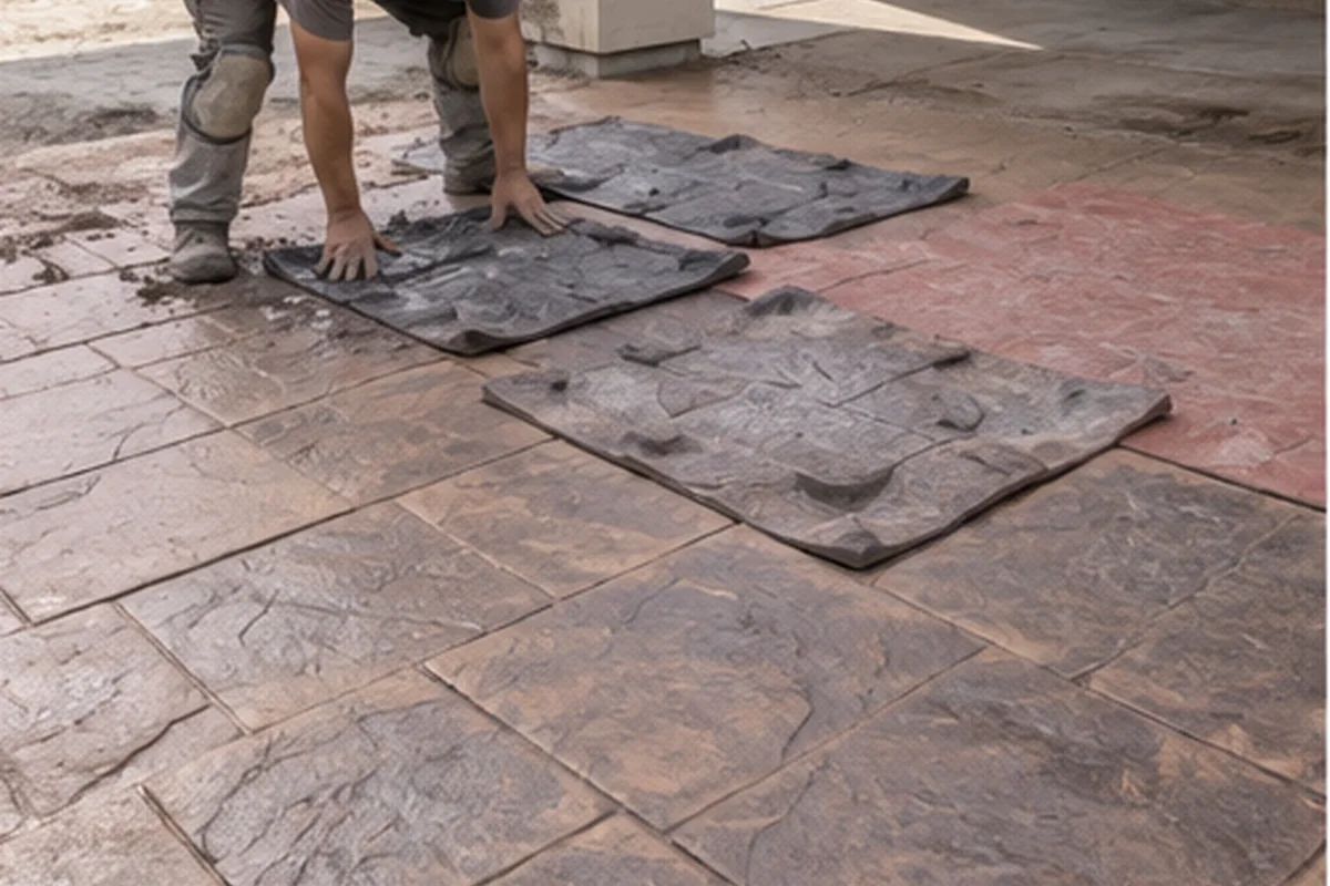 Stamped Concrete active worksite overview in Chilliwack, British Columbia